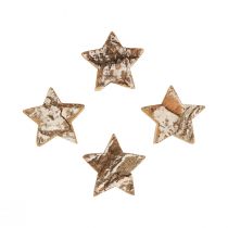 Product Scatter decoration Christmas wooden stars bark whitened Ø5cm 12pcs