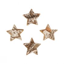 Product Scatter Decoration Christmas Wooden Stars Bark Whitened Ø5cm 12 Pcs