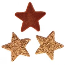 Product Scatter Decoration Christmas Stars Brown/Orange Ø4/5cm 40 Pcs