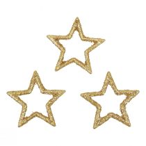 Scatter decoration Christmas stars golden glitter Ø4cm 120pcs