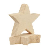 Product Scatter decoration Christmas stars natural wooden stars Ø4cm 24pcs