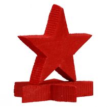 Product Scatter decoration Christmas stars red wooden stars Ø5.5cm 12pcs