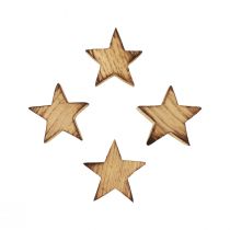 Product Scatter decoration Christmas stars flamed wooden stars Ø4cm 24pcs