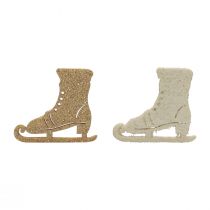 Product Scatter decoration winter decoration wood ice skate glitter 4x3.5cm 72p