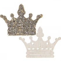 Scatter decoration crown Christmas wood glitter W4cm 72p