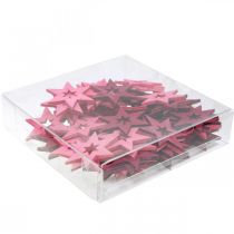 Product Wooden stars decoration confetti Christmas purple H4cm 72 pcs