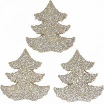 Scatter decoration Christmas fir tree gold glitter 4cm 72p