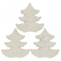 Product Scatter decoration Christmas fir tree white glitter 4cm 72p