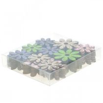 Product Wooden flowers scatter decoration flowers green/pink/blue/natural Ø3.5–5cm 72 pcs