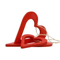 Product Wooden hearts decorative hangers wood decoration red 6/8/10/12cm 16pcs
