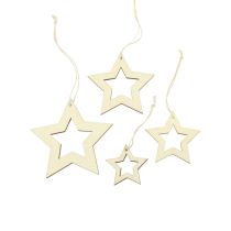 Wooden stars decoration decoration hanger wood star natural 6/8/10/12cm 16pcs