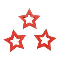Product Scatter decoration Christmas decoration stars red wooden stars Ø4cm 54pcs