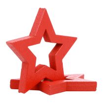 Product Scatter decoration Christmas decoration stars red wooden stars Ø4cm 54pcs