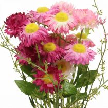 Product Rhodanthe Rosa-Pink Silk Flowers Artificial Plant Strawflower Bunch Decorative Flowers 46cm