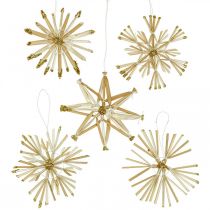 Straw Stars Glitter Gold Set Christmas Decorations Ø8cm 24pcs