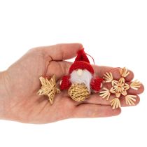 Product Straw ornament set Christmas tree decorations figures and stars 6cm 30pcs