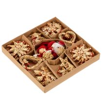 Product Straw ornament set Christmas tree decorations figures and stars 6cm 30pcs