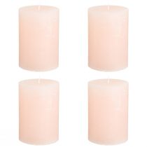 Product Pink pillar candles, light pink, solid color, 70x100mm, set of 4, Easter candle, wedding decoration
