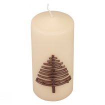 Product Christmas candle, beige, fir tree design, 150/70mm, 63h, RAL