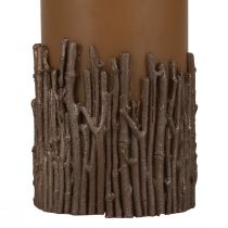 Product Pillar candle branches decor candle brown caramel 150/70mm 1pc