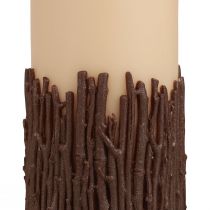 Product Pillar candle branches decor candle rustic beige 150/70mm 1pc