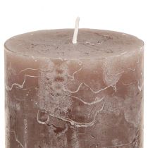 Product Rustic pillar candle set of 12 in brown tones, 70x100mm – Long burning time, marble look for decoration &amp; ambience