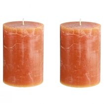 Product Dark Orange Sunset Pillar Candles 85x120mm, 2 Pieces, Dyed Through, Decoration &amp; Cozy