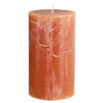 Product Pillar candles, set of 2, dark orange, 85 x 150 mm, solid color, long burning time – decorative candles for living spaces, festive occasions and romantic settings