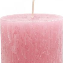 Product Set of 4 rustic pillar candles, antique rose, quality candles, dyed throughout, 80x110mm, for stylish decoration and long burning time