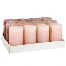 Product Set of 12 pillar candles in berry tones, dyed throughout, 70x120mm - Versatile home decoration