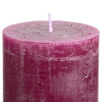 Product Solid-colored pillar candles, purple berry, 60x80mm, 4 pieces - decorative, long burning time, handmade