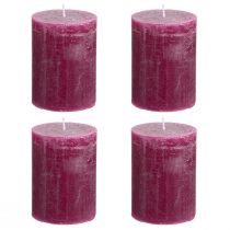 Product Solid-colored pillar candles, purple berry, 60x80mm, 4 pieces - decorative, long burning time, handmade