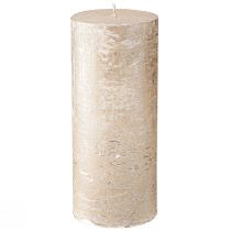 Product Pillar candles, set of 2, solid-colored light gold, 85×200mm - Long burning time, elegant table decoration