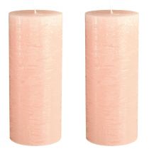 Product Light pink pillar candles, pink throughout, 85×200mm, long burning time, set of 2, high-quality table decoration for celebrations