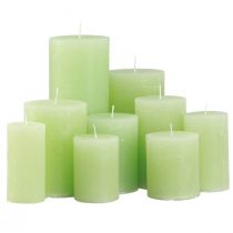 Product Pillar candles colored lime green various sizes