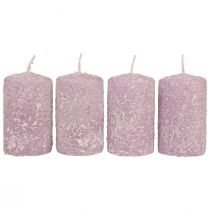 Product Pillar candles winter Christmas candles purple 60×100mm 4pcs