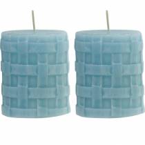 Product Pillar candles Rustic 80/65 light blue candle decoration candle 2pcs