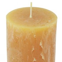 Product Pillar candles Rustic solid-colored Advent candles yellow 70/110mm 4pcs