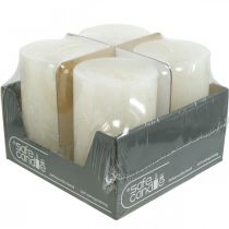 Product Set of 4 rustic pillar candles, off-white, 70x110 mm, dyed throughout, self-extinguishing - Ideal for Advent &amp; festive decoration