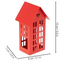 Product Metal Tealight Holder Houses Red with Tray 35cm 1 Set