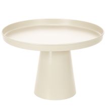 Product Round decorative tray in cream, 30 cm, on a stand for table decoration