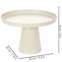Product Round decorative tray in cream, 30 cm, on a stand for table decoration