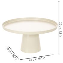 Product Decorative round beige plate with a 40 cm high base