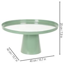 Product Green round metal decorative table, 40 cm diameter, with high rim