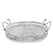 Product Tray with handles oval 23cm x 17.5cm H7.5cm white
