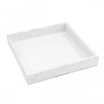 Product Decorative tray white square wood vintage 19×19cm 2pcs
