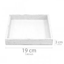Product Decorative tray white square wood vintage 19×19cm 2pcs