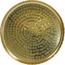 Round metal tray, golden decorative plate, oriental decoration Ø30cm