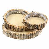 Round tray for planting natural birch Ø23 / 31 / 41cm, set of 3