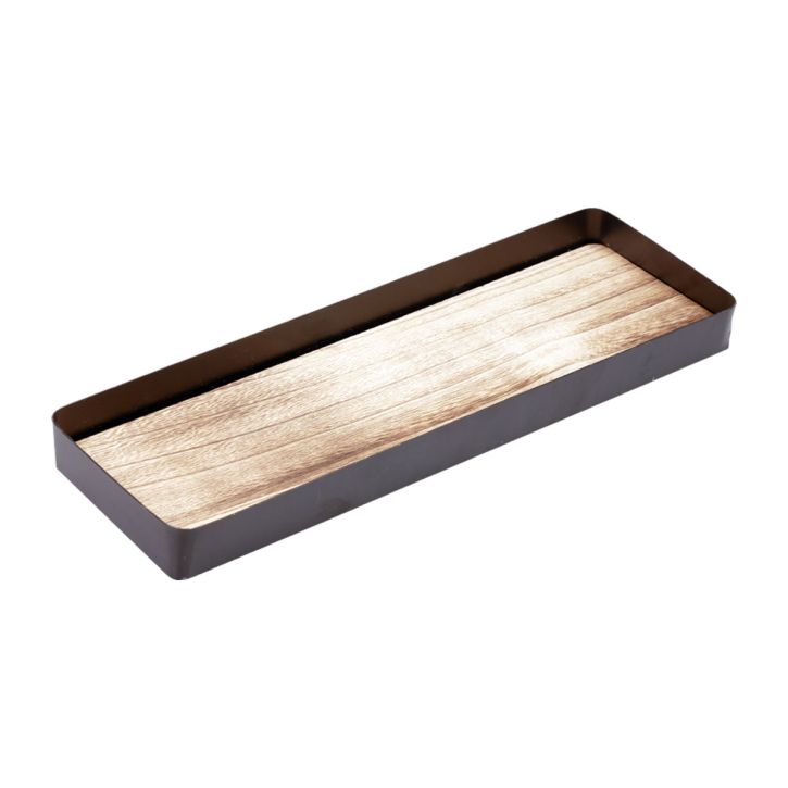 Decorative tray metal wood metal tray wooden base 34.5×11×3cm